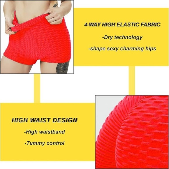 Vibrant High Waist Red Women's Shorts - Picture 8 of 8